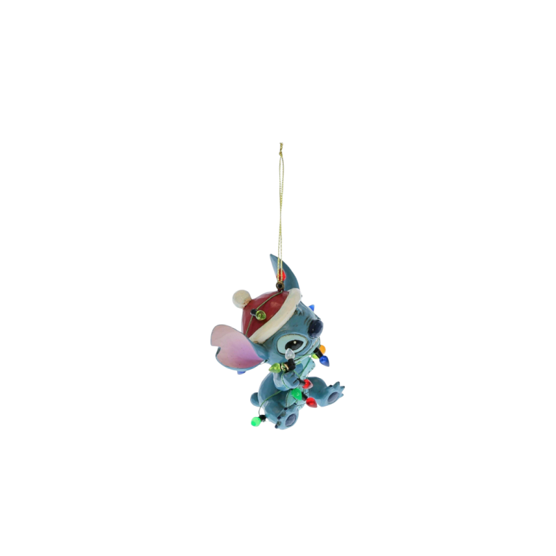 Figurine Ornement Stitch enveloppé de guirlandes lumineuses de noël Disney traditions 6017542