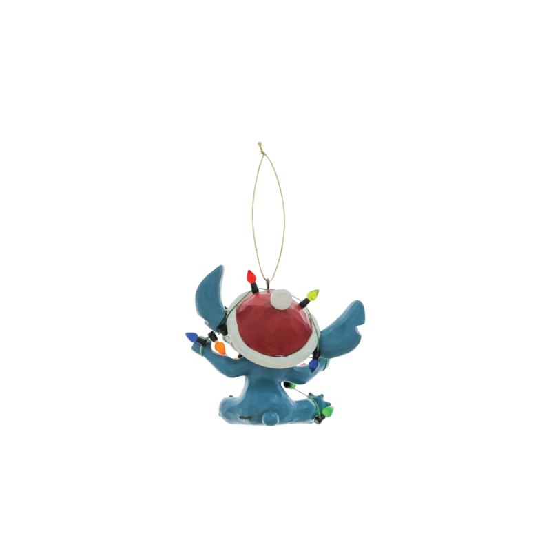 Figurine Ornement Stitch enveloppé de guirlandes lumineuses de noël Disney traditions 6017542