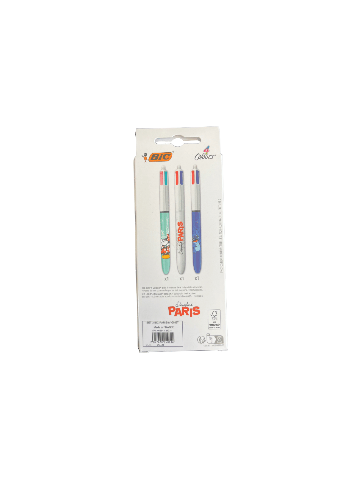 Set 3 Stylos Bic Paris Disneyland Paris