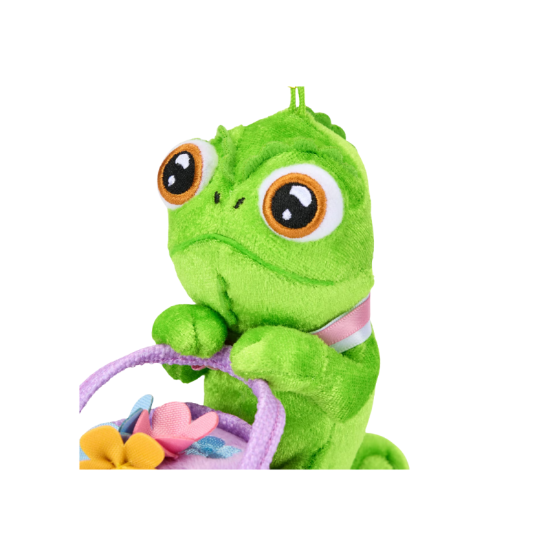 Porte-clés petite peluche Pascal avec bouquet Raiponce Disney