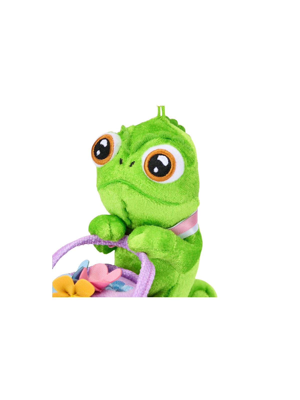 Porte-clés petite peluche Pascal avec bouquet Raiponce Disney