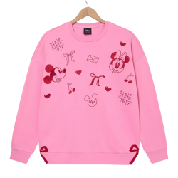Sweat-shirt rose Saint-Valentin  Mickey et Minnie Disney