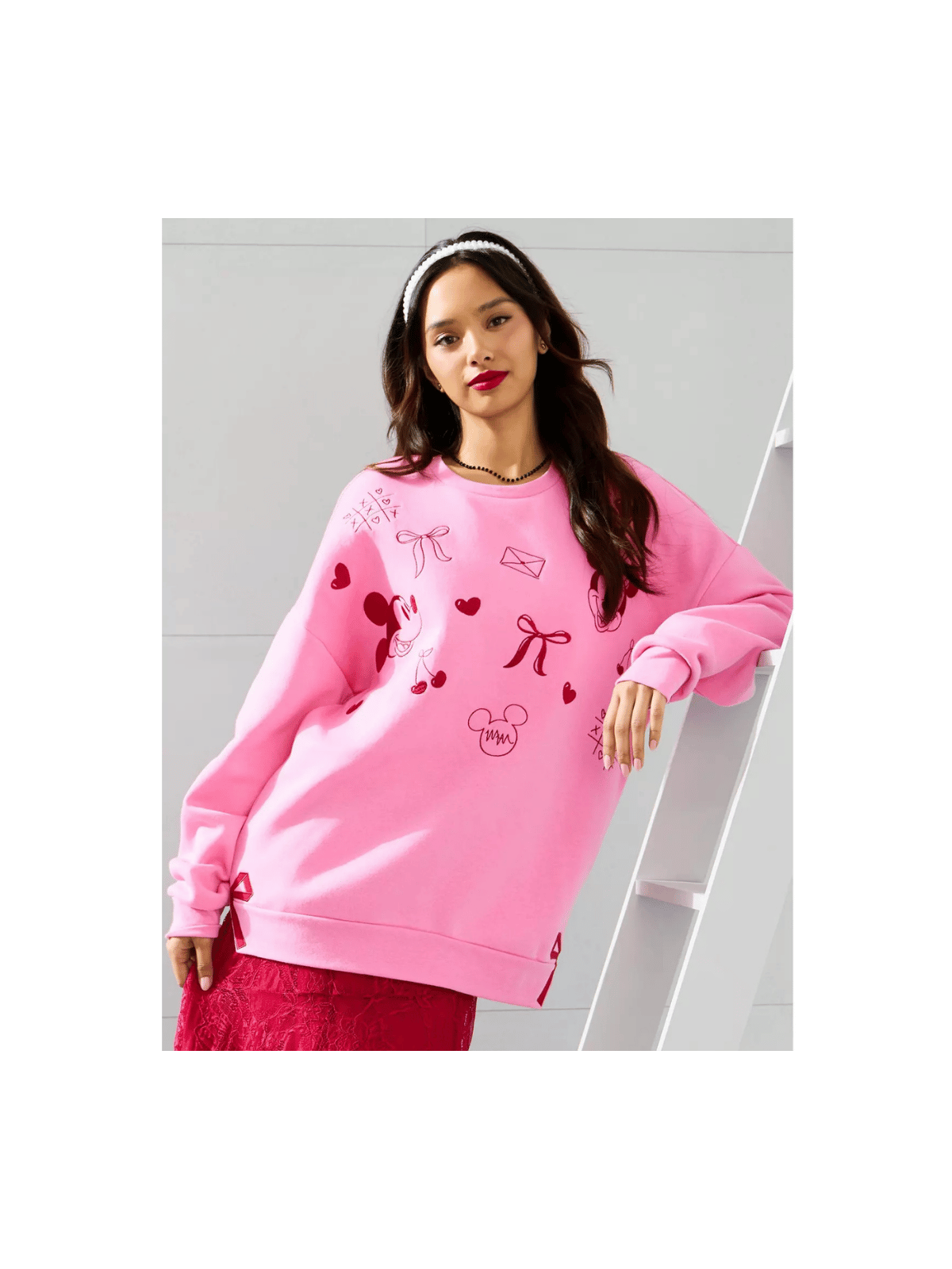 Sweat-shirt rose Saint-Valentin  Mickey et Minnie Disney