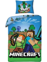 Parure de Lit Enfant Coton Minecraft Héros - Housse de Couette 140x200 cm Taie