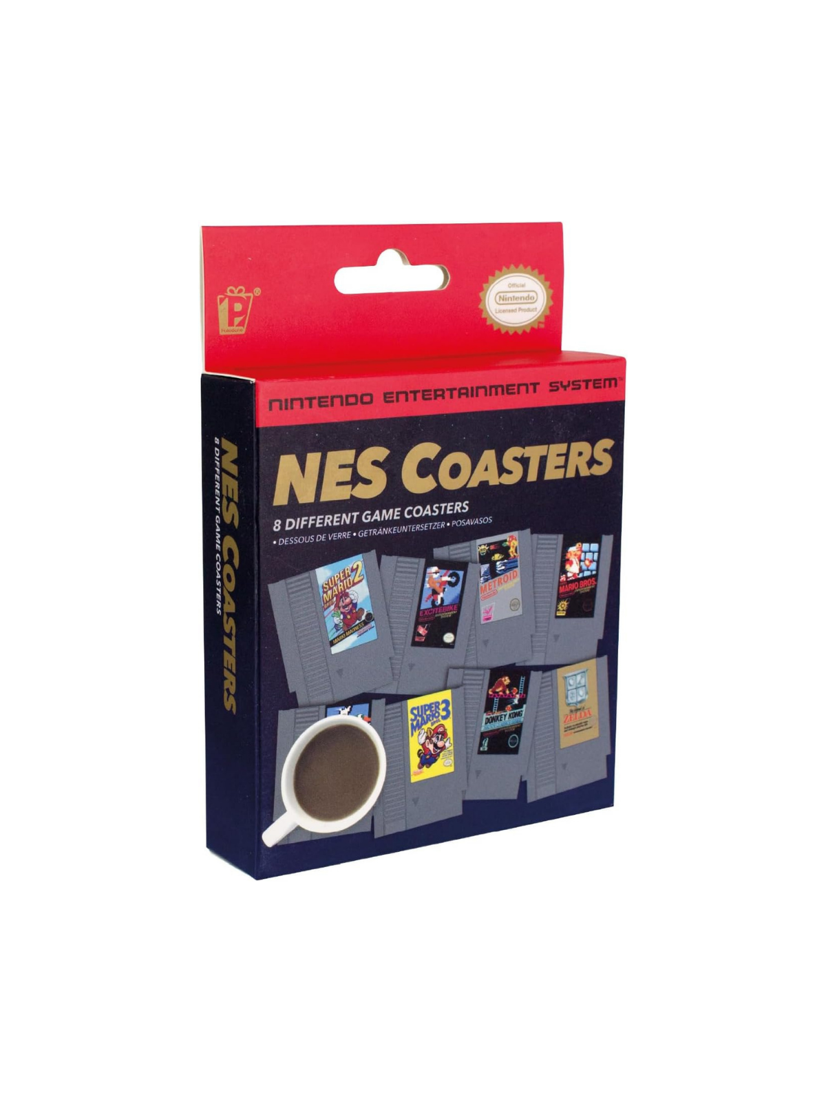 Sous Verres Nintendo NES Set de 8 Cartouches de Jeux Rétro
