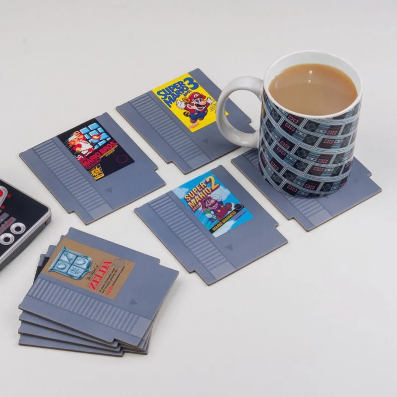 Sous Verres Nintendo NES Set de 8 Cartouches de Jeux Rétro