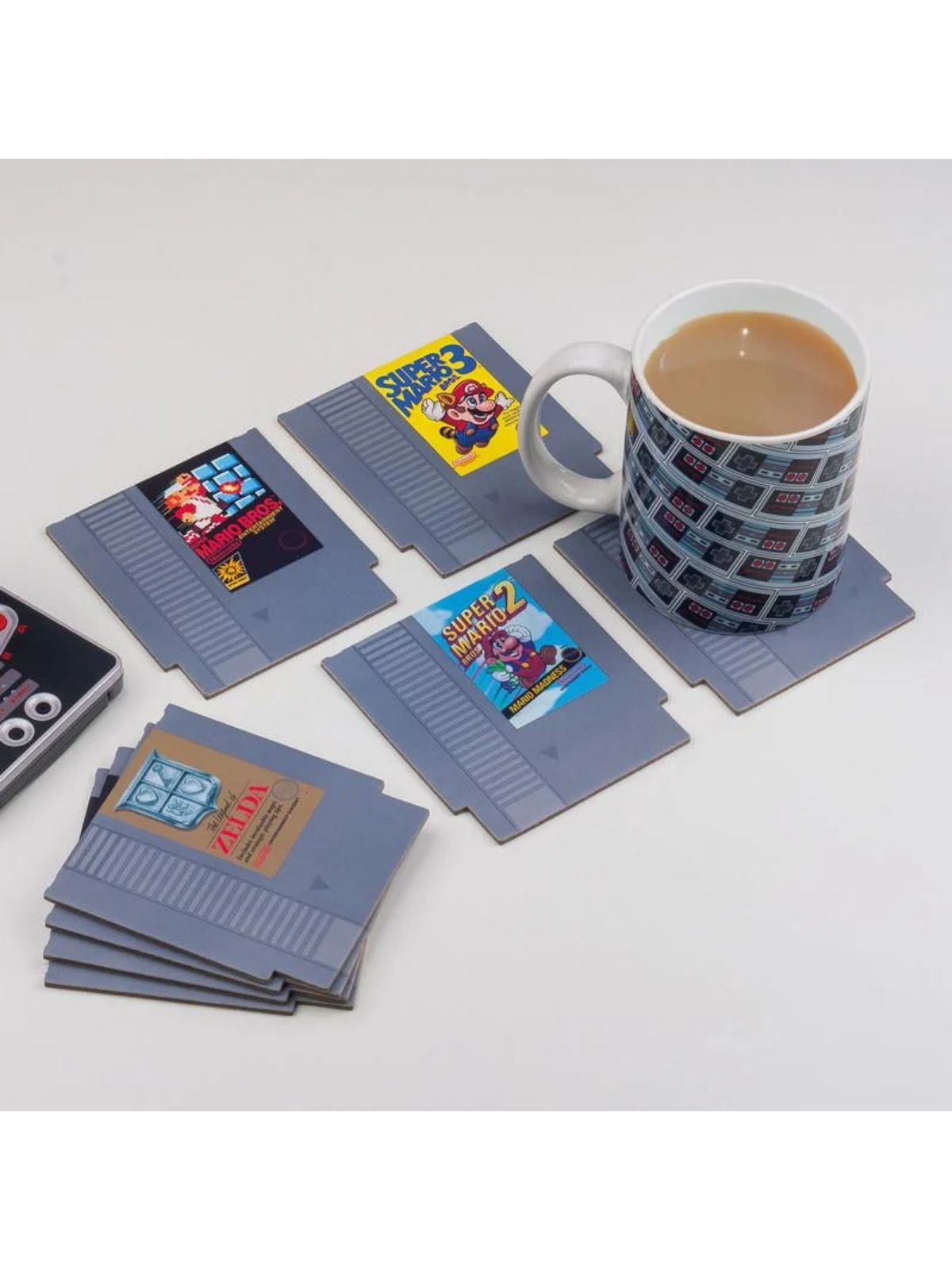 Sous Verres Nintendo NES Set de 8 Cartouches de Jeux Rétro
