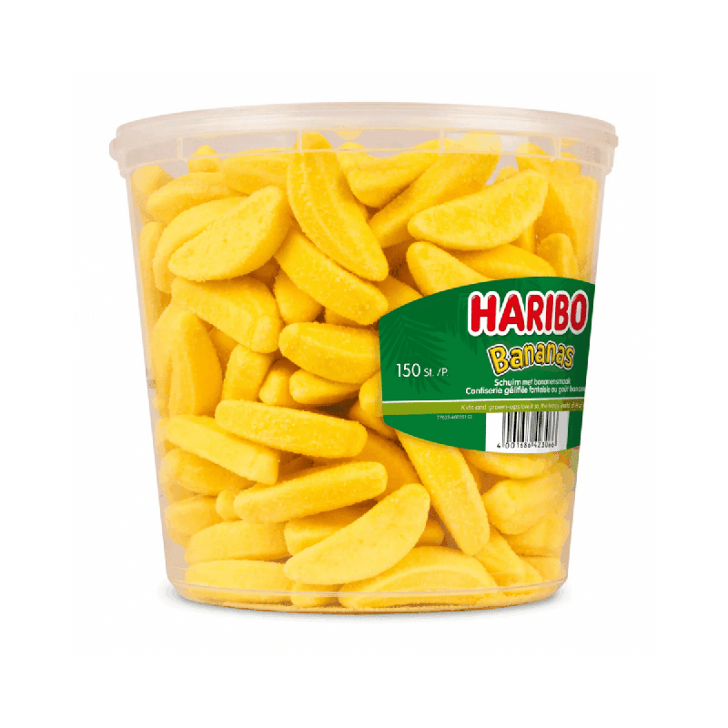 Bonbons Bananes Haribo Boîte de 150 Pièces Confiserie Jaune