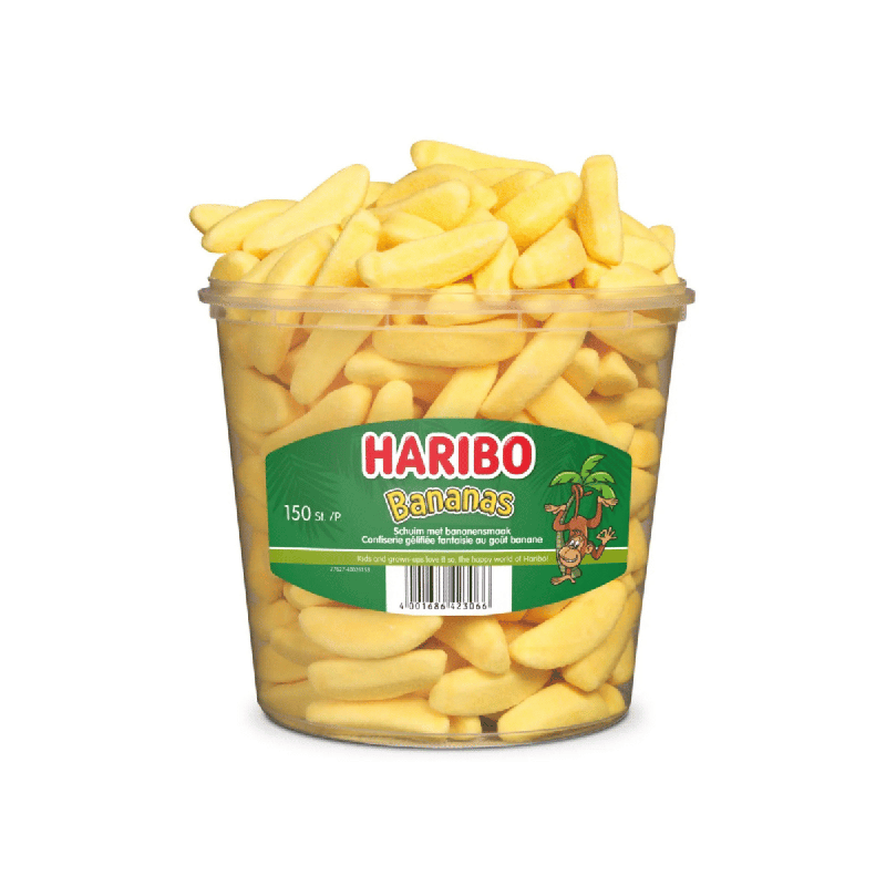 Bonbons Bananes Haribo Boîte de 150 Pièces Confiserie Jaune