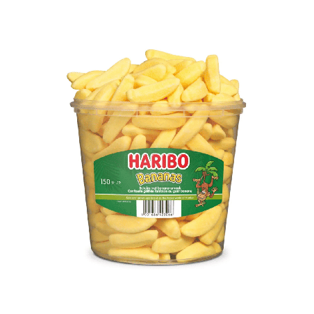 Bonbons Bananes Haribo Boîte de 150 Pièces Confiserie Jaune