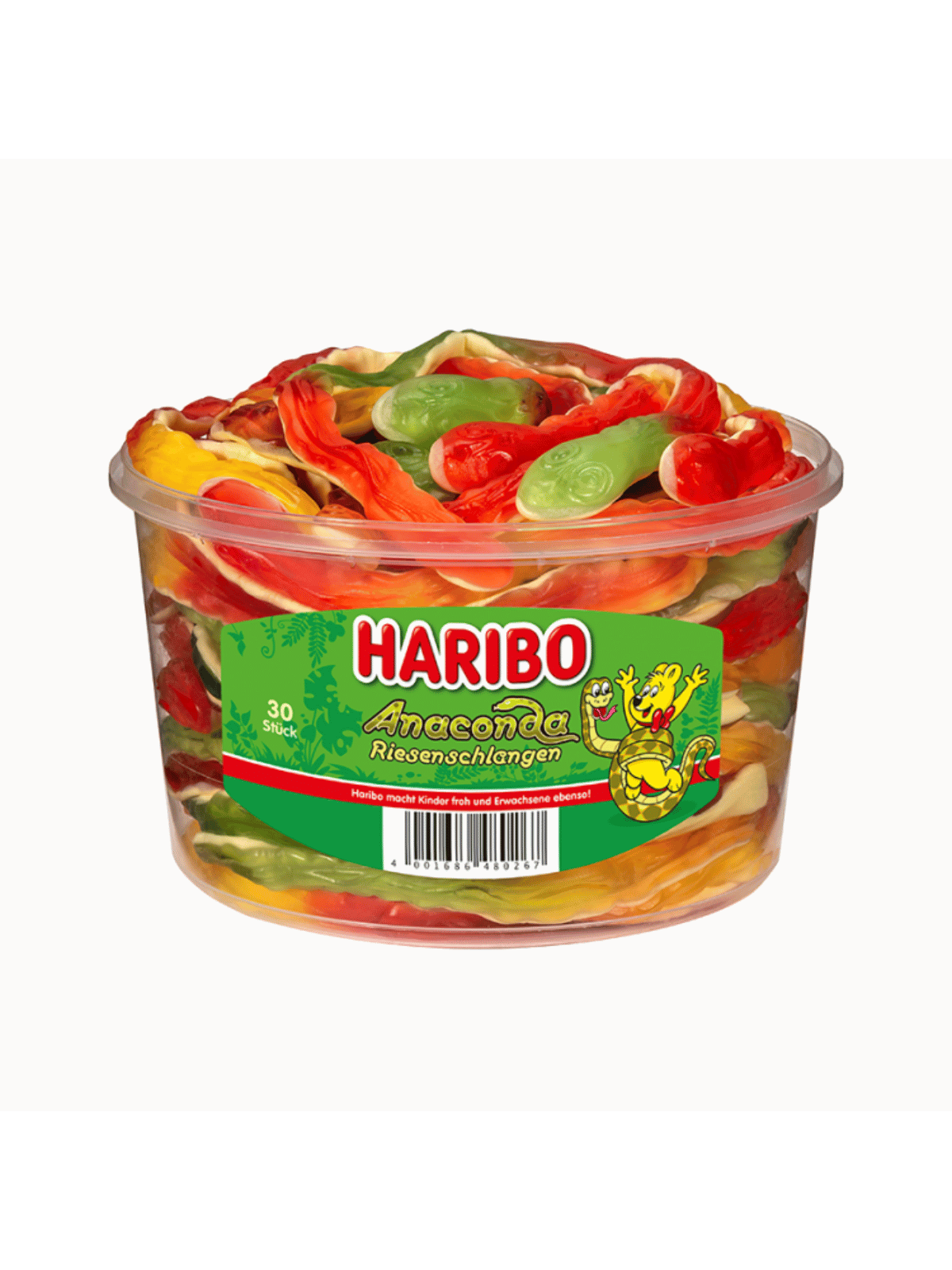 Bonbons Serpents Anaconda Géants Haribo 1200g - Boîte de 30 Pièces