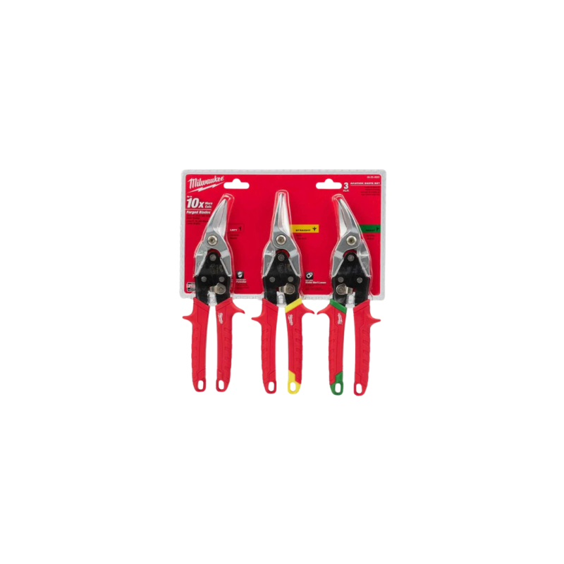 Set de 3 cisailles d’aviation Milwaukee – coupe droite, gauche et courbe
