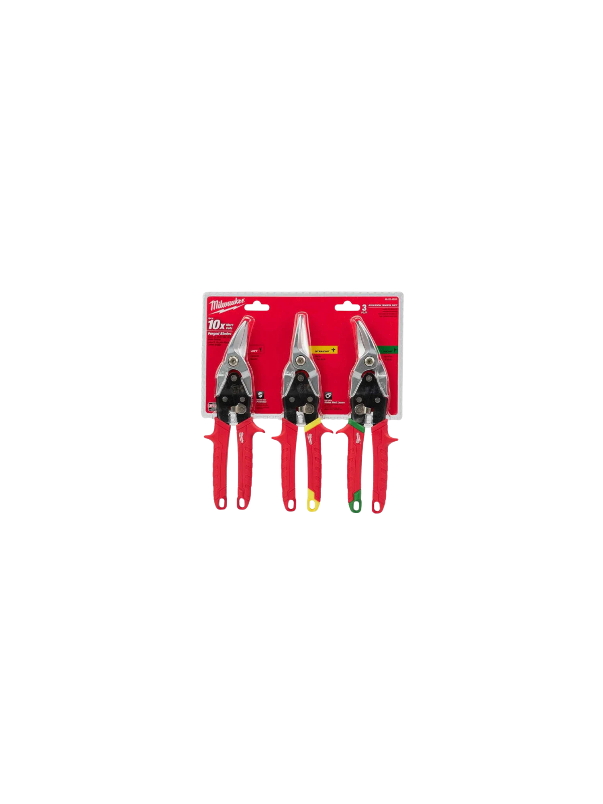 Set de 3 cisailles d’aviation Milwaukee – coupe droite, gauche et courbe