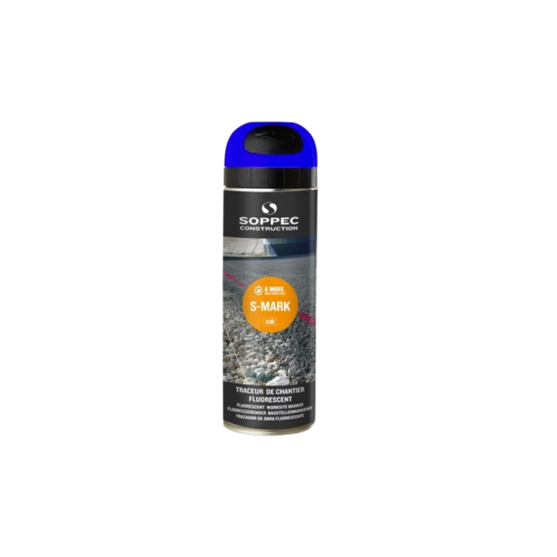 Traceur de chantier S MARK FLUO bleu 500 ml – bombe de marquage haute visibilité