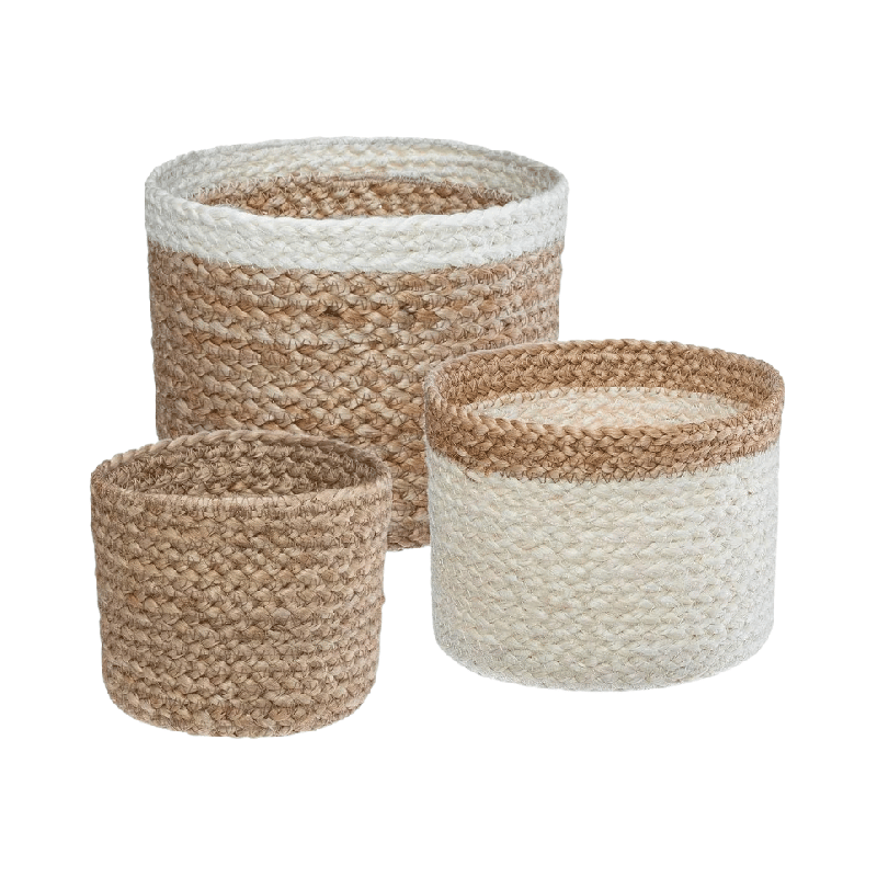 Set 3 Paniers Jute Blanc Atmosphera