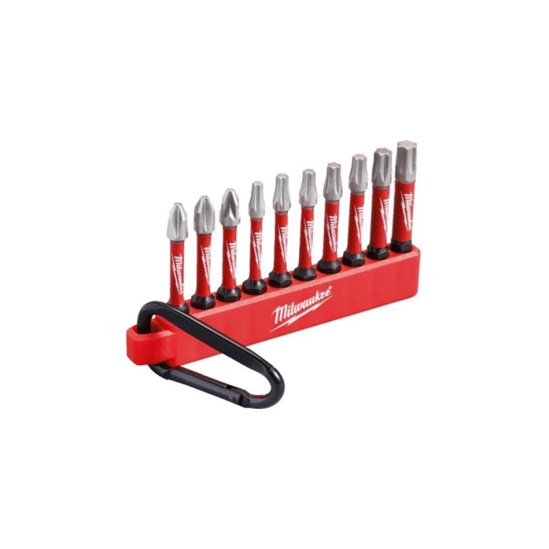 Jeu de 10 Embouts Milwaukee Shockwave avec Mousqueton - 4932480941