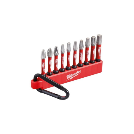 Jeu de 10 Embouts Milwaukee Shockwave avec Mousqueton - 4932480941