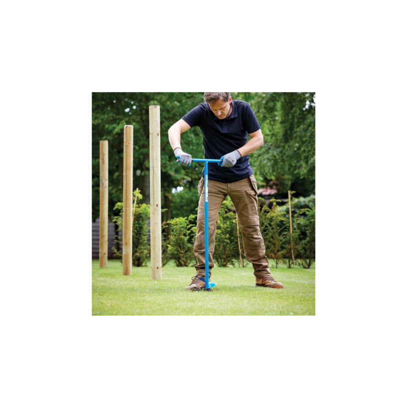 Tarière manuelle 1100 mm Ø127 mm Silverline – Outil robuste pour perçage du sol, plantation et pose de poteaux