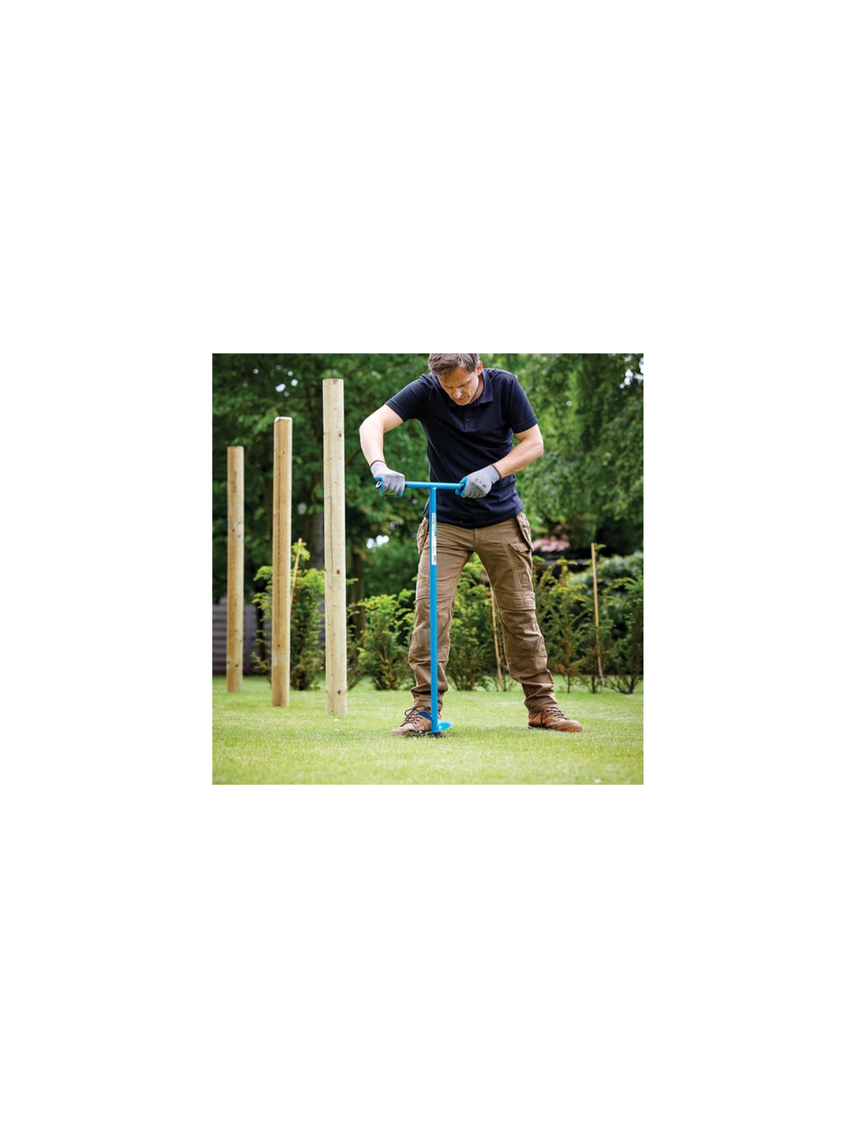 Tarière manuelle 1100 mm Ø127 mm Silverline – Outil robuste pour perçage du sol, plantation et pose de poteaux