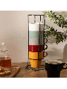 Lot de 6 Mugs Empilables Colorama 26cl Multicolore + Support - Secret de Gourmet