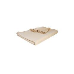 Jeté de lit coton beige effet lin 230x250 cm Atmosphera – Plaid élégant pour décoration chambre naturelle