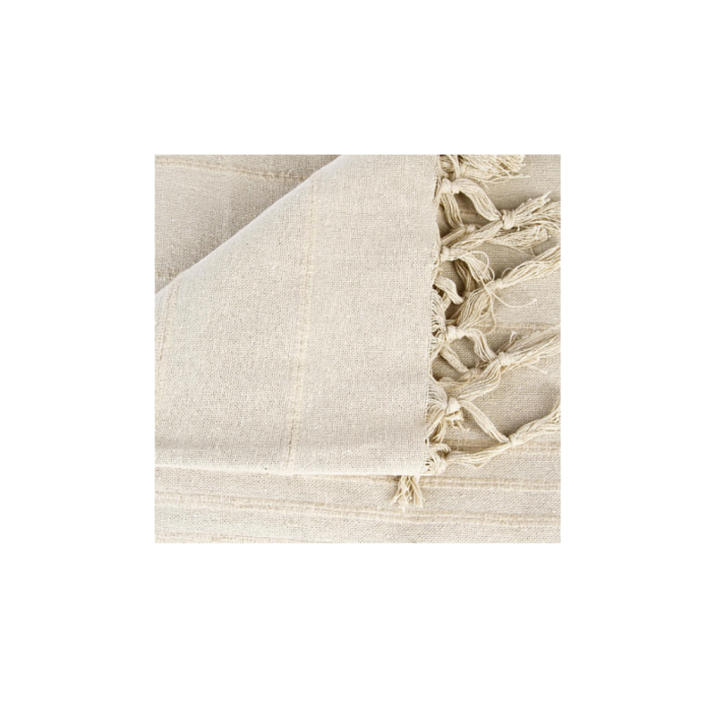 Jeté de lit coton beige effet lin 230x250 cm Atmosphera – Plaid élégant pour décoration chambre naturelle
