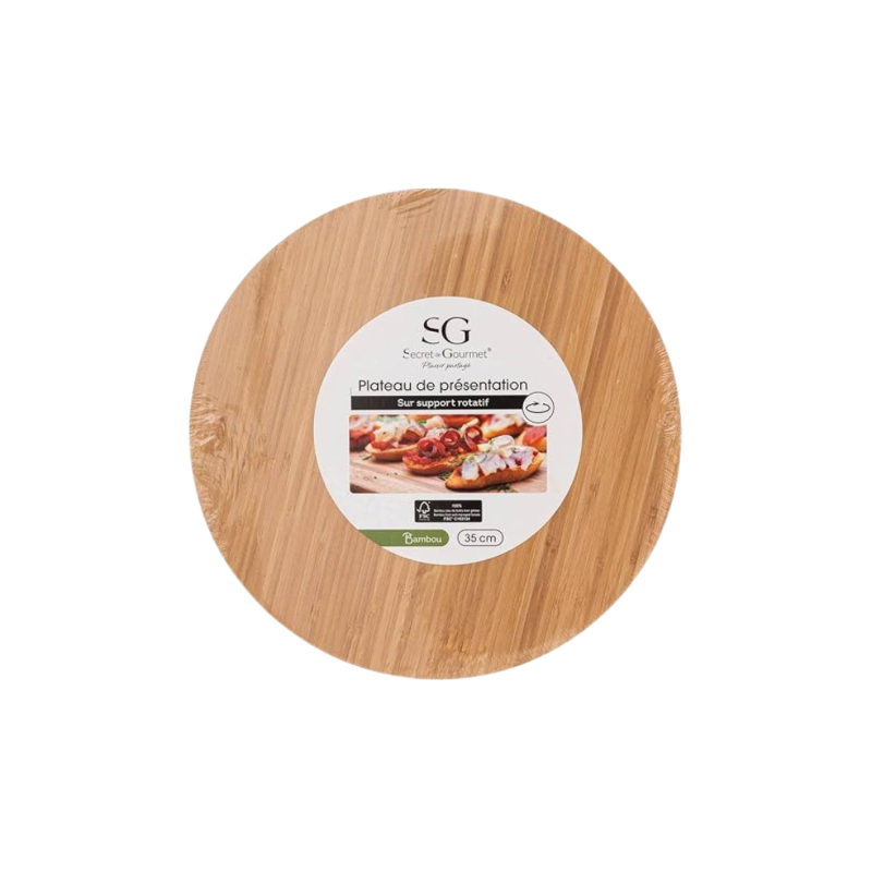 Plateau tournant bambou 35x3 cm Secret de Gourmet – Accessoire de service élégant et pratique pour table