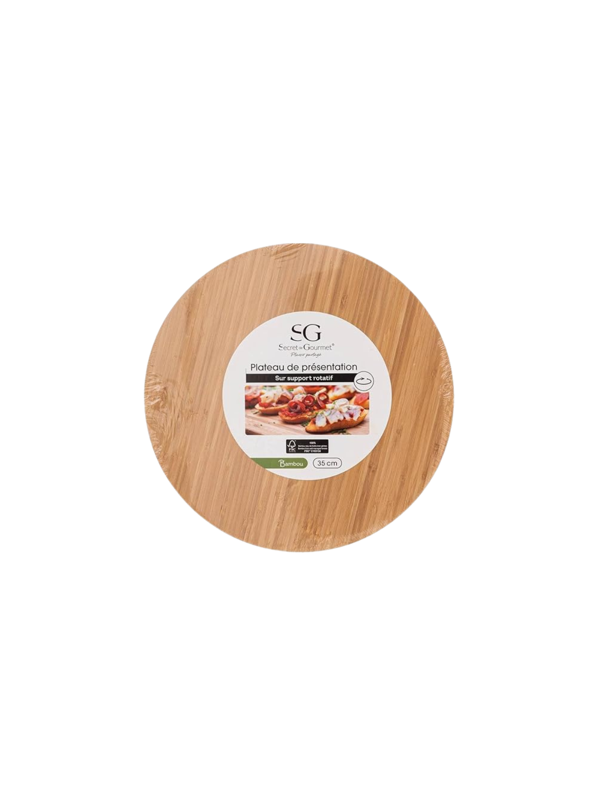Plateau tournant bambou 35x3 cm Secret de Gourmet – Accessoire de service élégant et pratique pour table