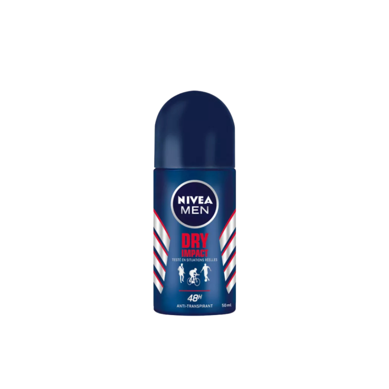 NIVEA MEN Dry Impact 50ml – Déodorant bille homme anti-transpirant protection 48h fraîcheur intense