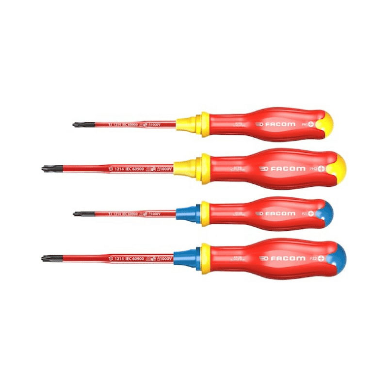 Jeu de 4 Tournevis Isolés 1000V Facom Protwist Slim Borneo - ATB.J4TBP