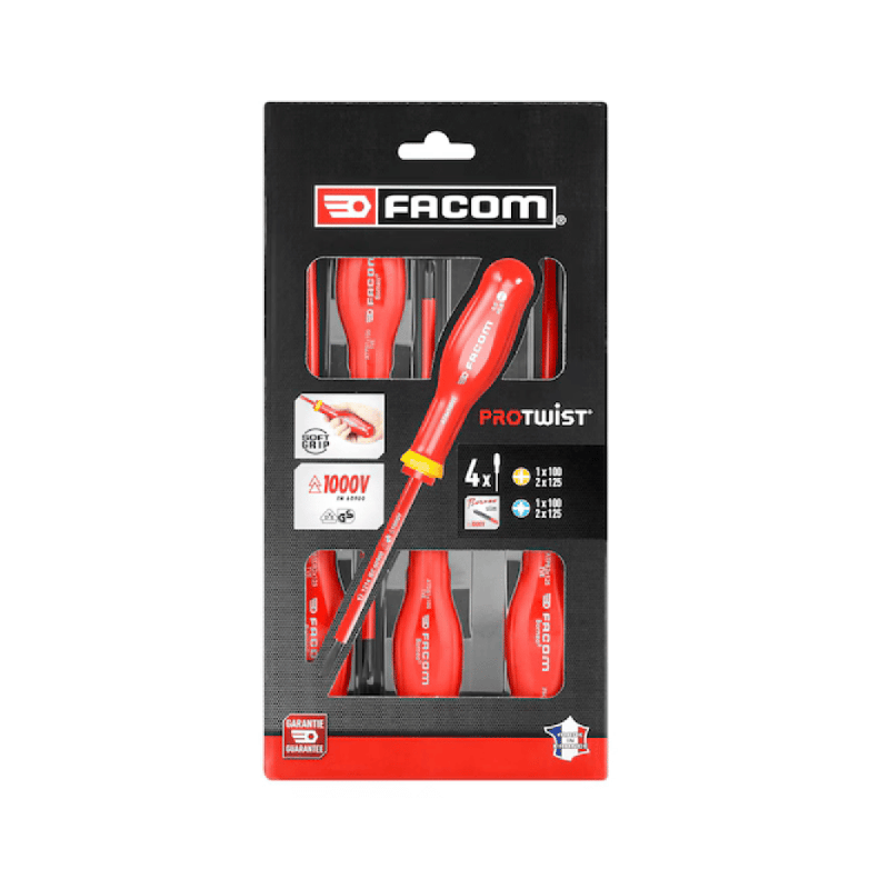 Jeu de 4 Tournevis Isolés 1000V Facom Protwist Slim Borneo - ATB.J4TBP