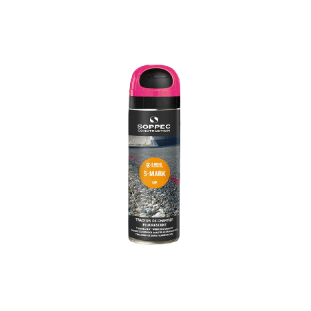 Traceur de Chantier Cerise Fluo S-MARK SOPPEC 650ml - Marquage 6 mois