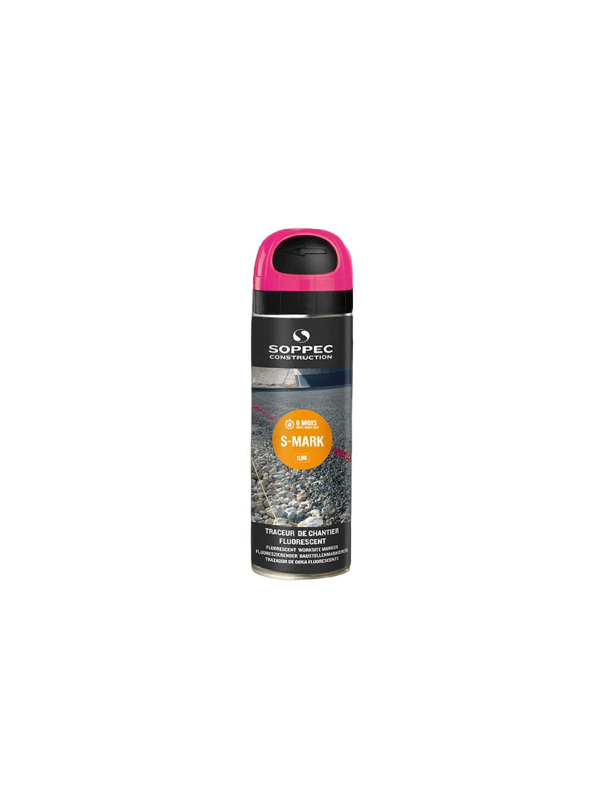 Traceur de Chantier Cerise Fluo S-MARK SOPPEC 650ml - Marquage 6 mois