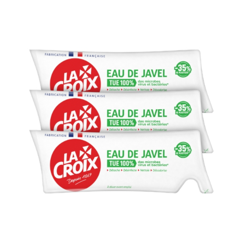 Lot de 3 Éco-Recharges Eau de Javel La Croix Original - Désinfection & Blanchiment