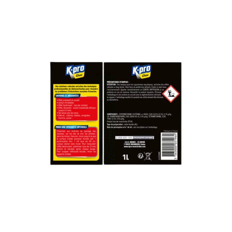Insecticide anti-rampants K.PRO 1L – Élimine cafards et araignées efficacement en pulvérisateur prêt à l’emploi