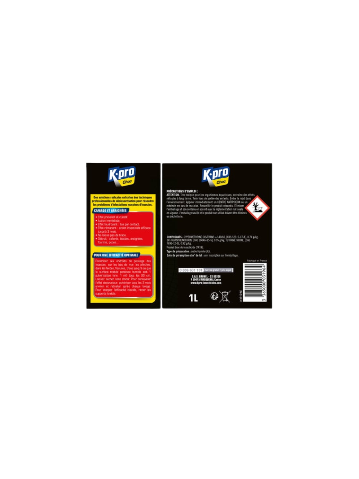 Insecticide anti-rampants K.PRO 1L – Élimine cafards et araignées efficacement en pulvérisateur prêt à l’emploi
