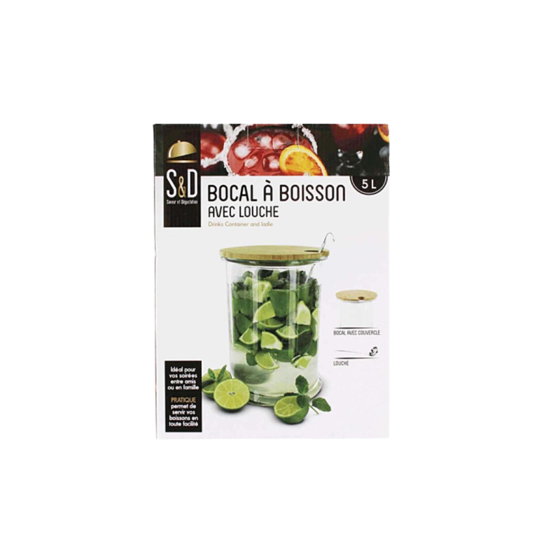 Bocal à boisson 5L avec louche Home Deco Factory – Distributeur boissons festif et pratique