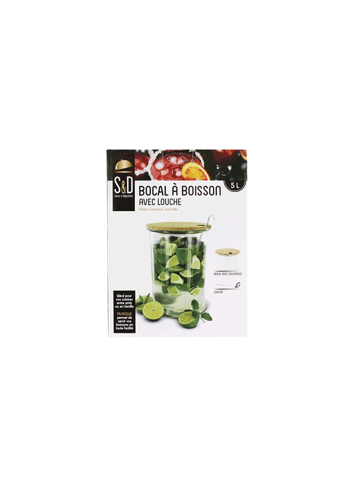 Bocal à boisson 5L avec louche Home Deco Factory – Distributeur boissons festif et pratique