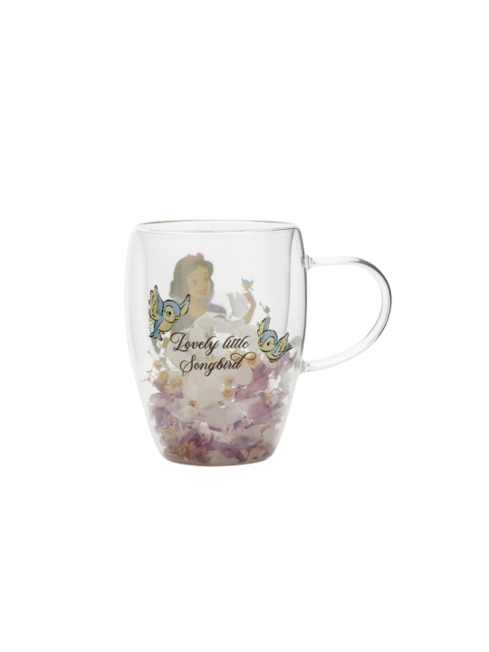 Verre avec fleurs sechées Blanche-neige Disney