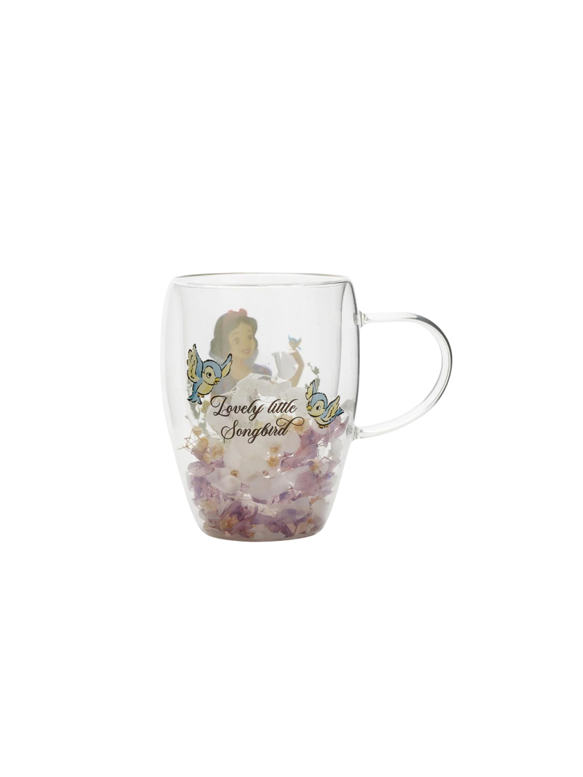 Verre avec fleurs sechées Blanche-neige Disney