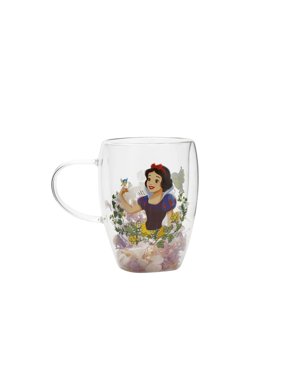 Verre avec fleurs sechées Blanche-neige Disney