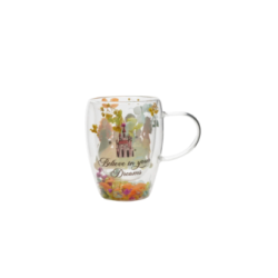 Verre avec fleurs sechées Princesses Disney