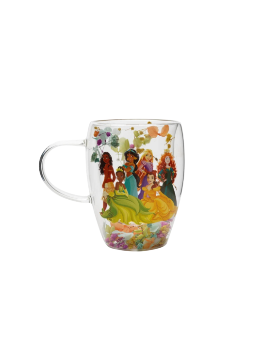 Verre avec fleurs sechées Princesses Disney