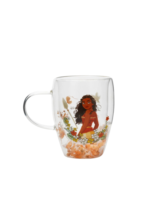 Verre avec fleurs sechées Vaiana Disney