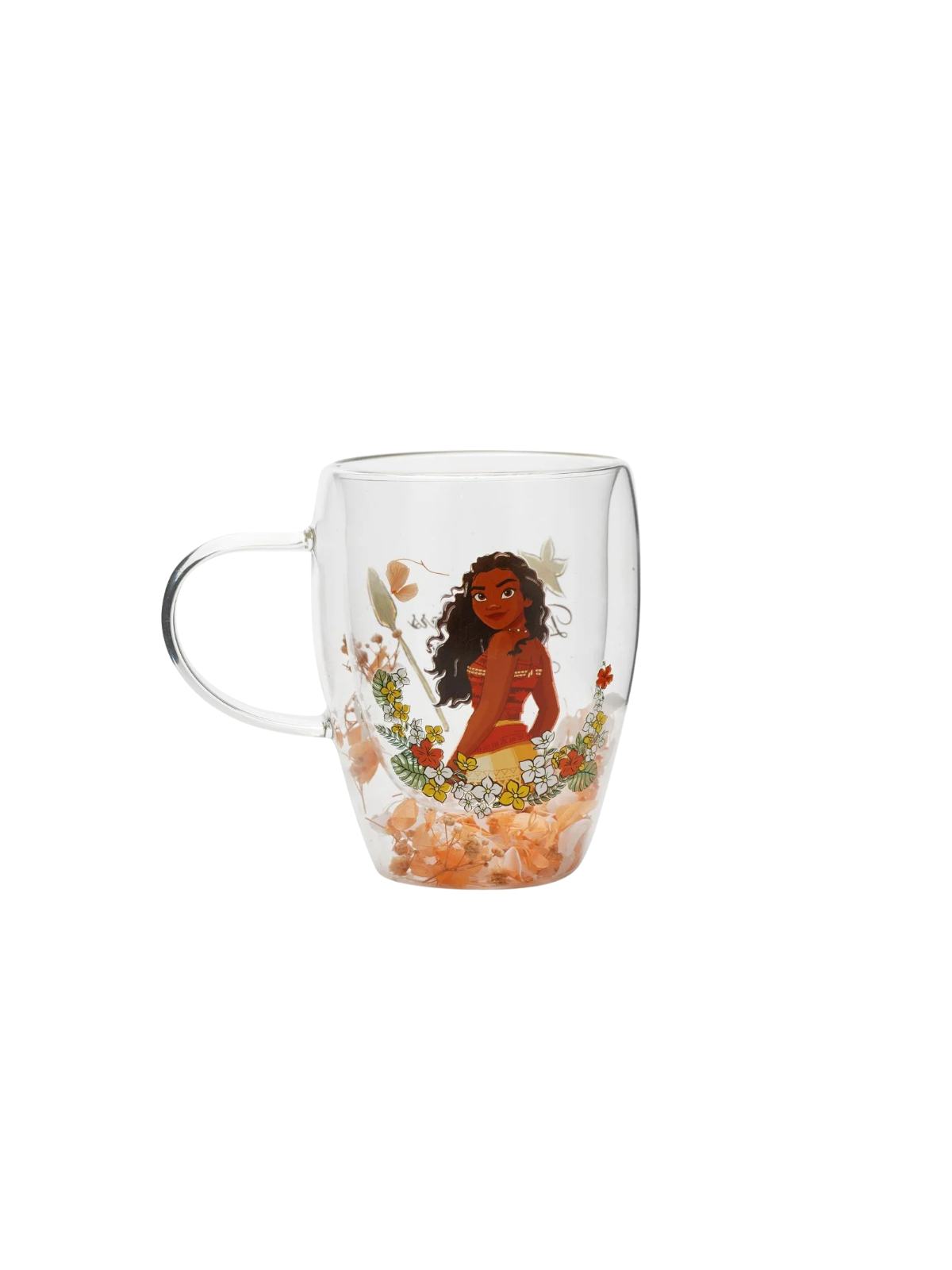 Verre avec fleurs sechées Vaiana Disney