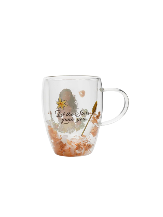 Verre avec fleurs sechées Vaiana Disney