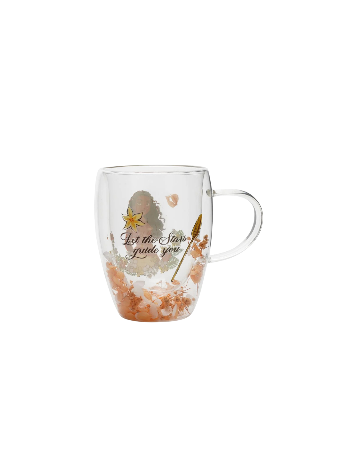 Verre avec fleurs sechées Vaiana Disney