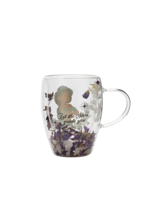 Verre avec fleurs sechées Jasmine Disney