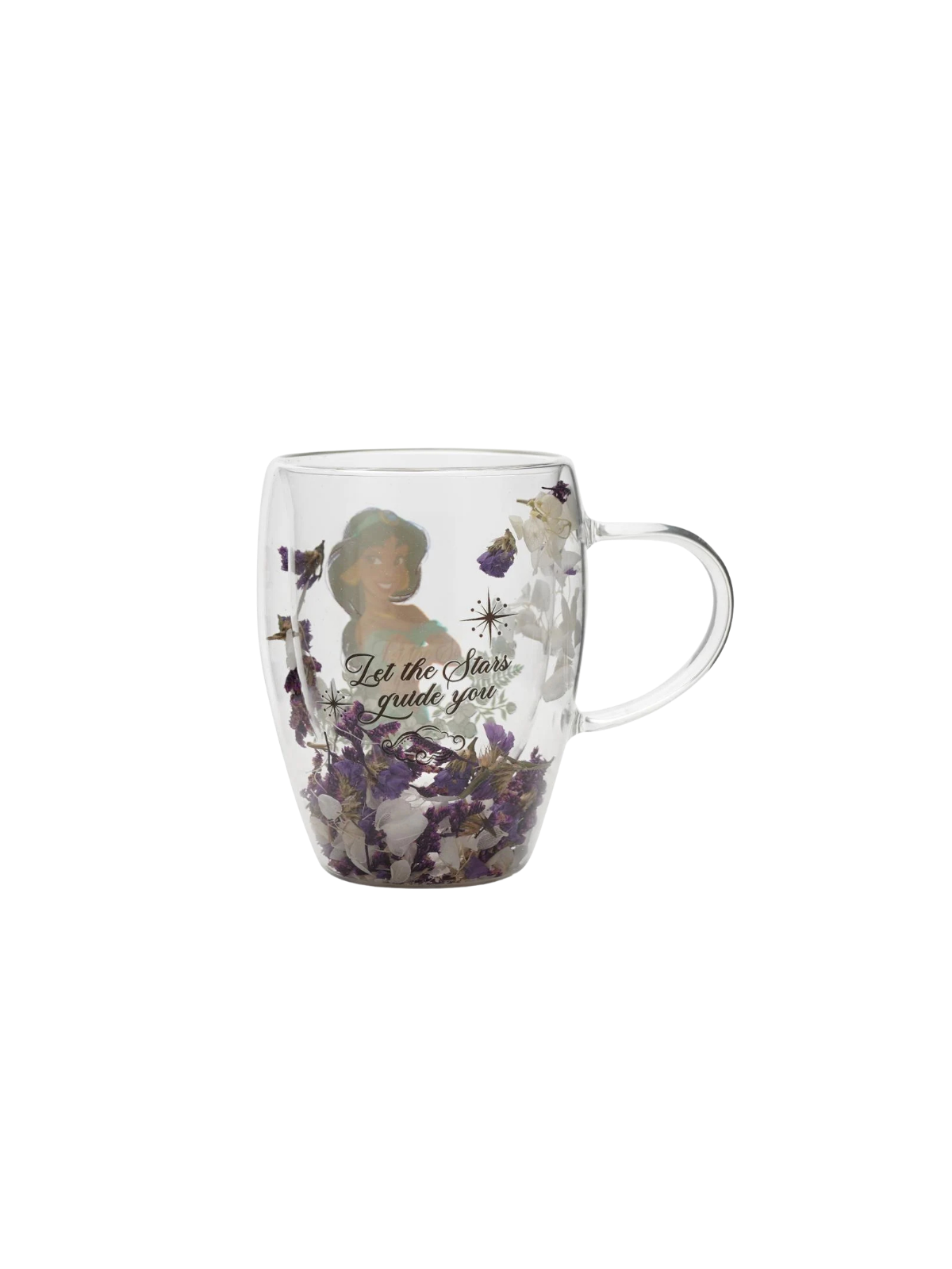 Verre avec fleurs sechées Jasmine Disney