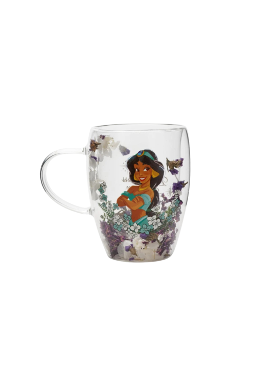 Verre avec fleurs sechées Jasmine Disney
